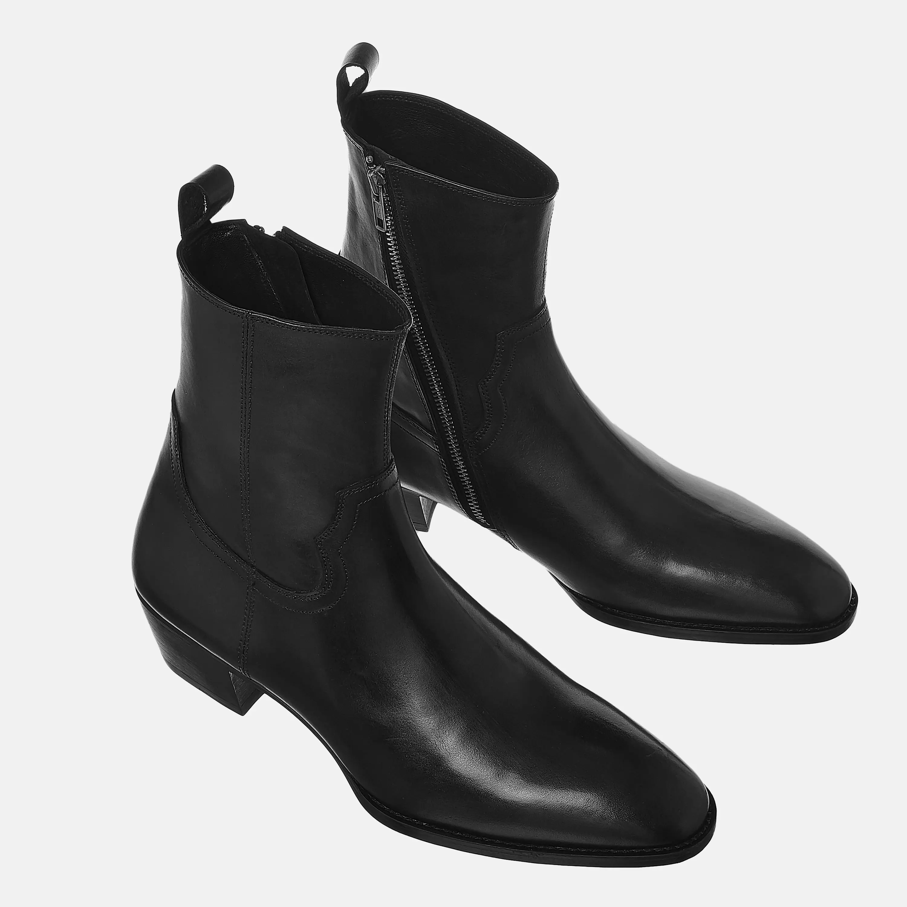 Leather Zip Boots In Black Leather Zip Boots In Black SS2020 Product thumbnail 1